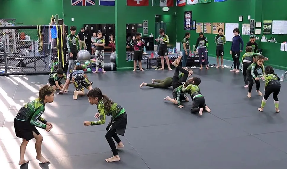 Kids Jiu-Jitsu class training at 10th Planet Pasadena